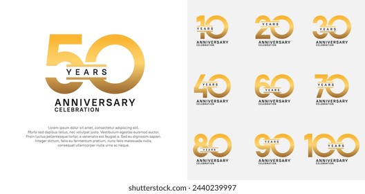 anniversary logotype vector set with golden color for special celebration