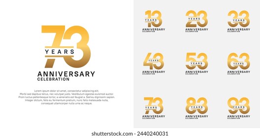 Conjunto de vector de logotipo de aniversario con color dorado para celebración especial
