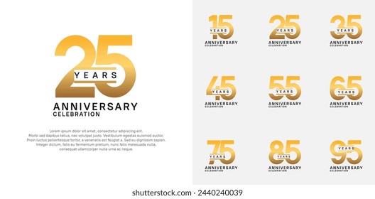 anniversary logotype vector set with golden color for special celebration