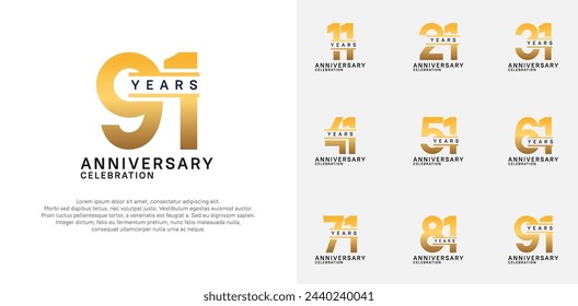 anniversary logotype vector set with golden color for special celebration