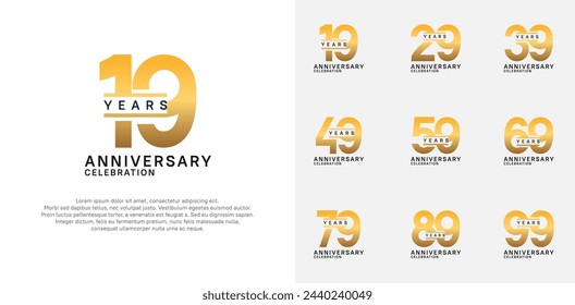 anniversary logotype vector set with golden color for special celebration
