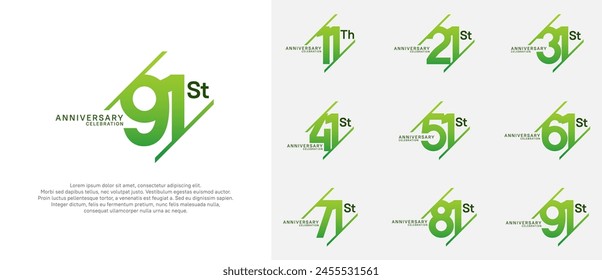 anniversary logotype vector set with green color can be use for celebration purpose