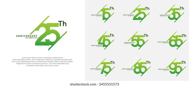 anniversary logotype vector set with green color can be use for celebration purpose