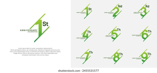 anniversary logotype vector set with green color can be use for celebration purpose