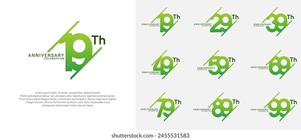 anniversary logotype vector set with green color can be use for celebration purpose