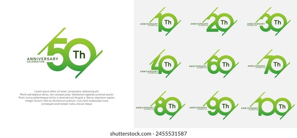 Jubiläums-Logo-Vektorgrafik-Set mit grüner Farbe kann für Feierzwecke verwendet werden