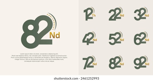 el conjunto de Vector del logotipo del aniversario, el color verde y el color oro se pueden utilizar para la celebración especial del día