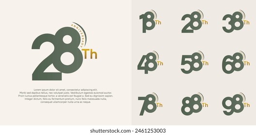 anniversary logotype vector set, green and gold color can be use for special day celebration