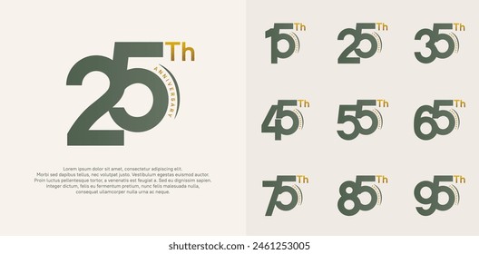 anniversary logotype vector set, green and gold color can be use for special day celebration