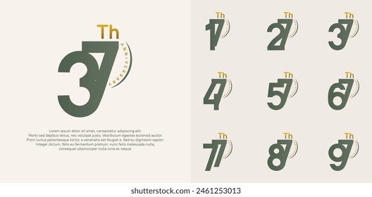 el conjunto de Vector del logotipo del aniversario, el color verde y el color oro se pueden utilizar para la celebración especial del día