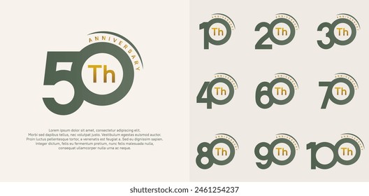 anniversary logotype vector set, green and gold color can be use for special day celebration