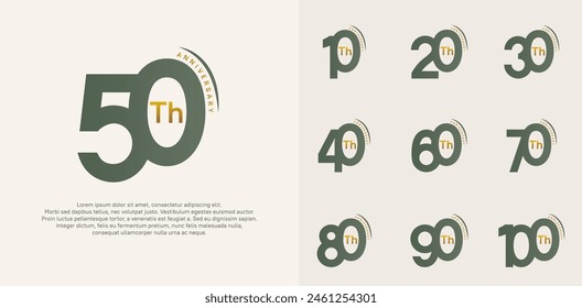 el conjunto de Vector del logotipo del aniversario, el color verde y el color oro se pueden utilizar para la celebración especial del día