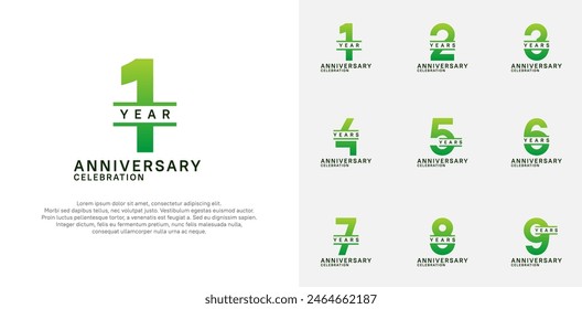 anniversary logotype vector set with green color for special celebration