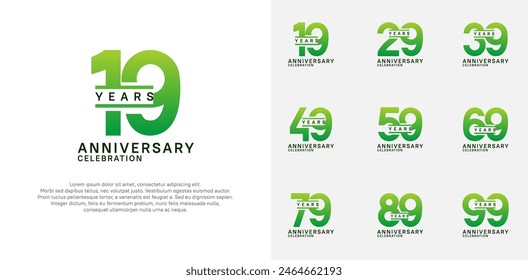 anniversary logotype vector set with green color for special celebration