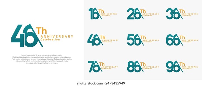 anniversary logotype vector set. green and orange color with slash for celebration day