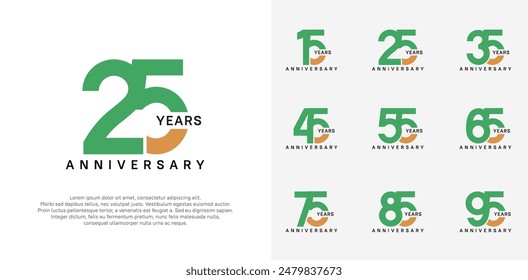 anniversary logotype vector set with green and brown color for special celebration day
