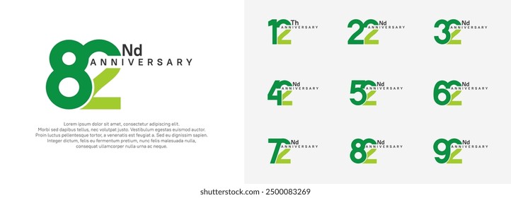 anniversary logotype vector set, green color for celebration purpose
