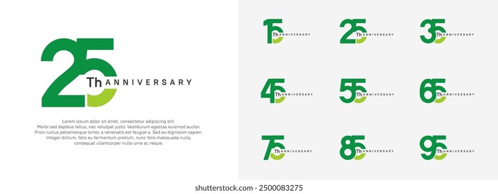 anniversary logotype vector set, green color for celebration purpose