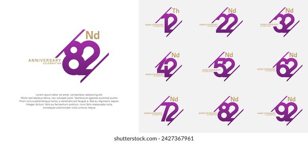 anniversary logotype vector set with purple and gold color can be use for celebration purpose