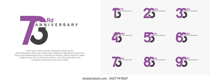 conjunto de vector de logotipo de aniversario, color púrpura y negro para fines de celebración