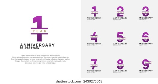 anniversary logotype vector set with purple color for special celebration