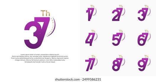 anniversary logotype vector set, purple and gold color can be use for special day celebration