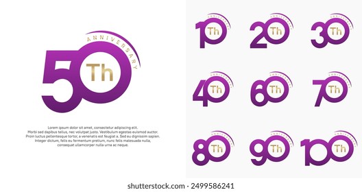 anniversary logotype vector set, purple and gold color can be use for special day celebration