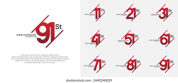 anniversary logotype vector set with red and black color can be use for celebration purpose
