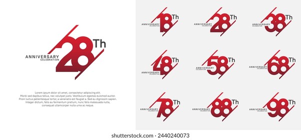 anniversary logotype vector set with red and black color can be use for celebration purpose