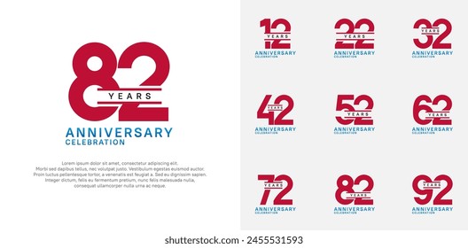 anniversary logotype vector set with red color for special celebration