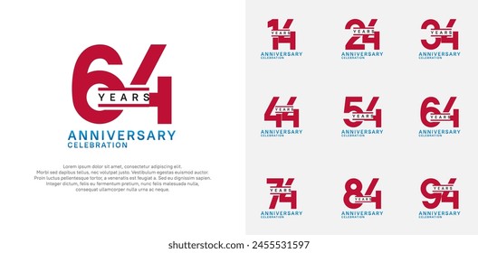 anniversary logotype vector set with red color for special celebration