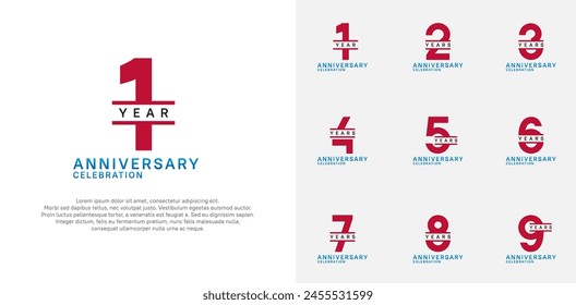 anniversary logotype vector set with red color for special celebration