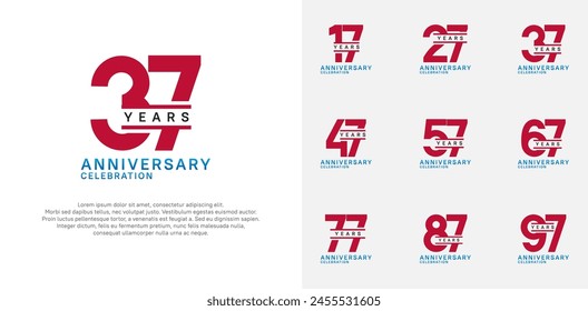 Jubiläums-Logotyp-Vektorgrafik-Set mit Rot zur besonderen Feier