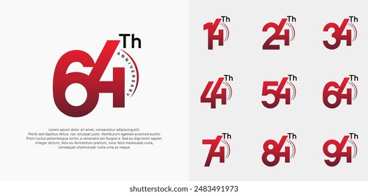 anniversary logotype vector set, red and black color can be use for special day celebration