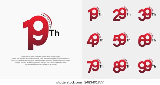 anniversary logotype vector set, red and black color can be use for special day celebration