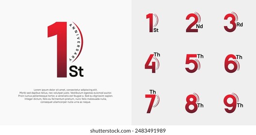 anniversary logotype vector set, red and black color can be use for special day celebration