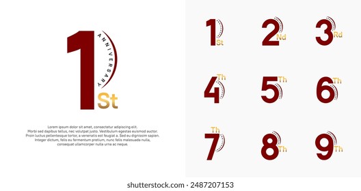 anniversary logotype vector set, red and gold color can be use for special day celebration
