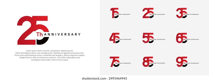 anniversary logotype vector set, red and black color for celebration purpose