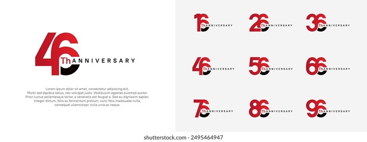 anniversary logotype vector set, red and black color for celebration purpose