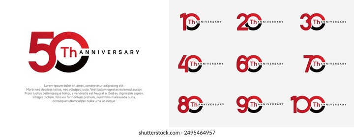anniversary logotype vector set, red and black color for celebration purpose