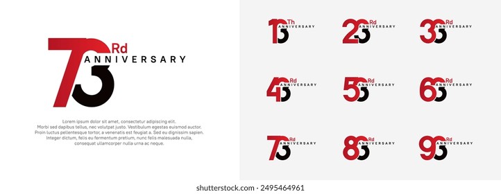 anniversary logotype vector set, red and black color for celebration purpose