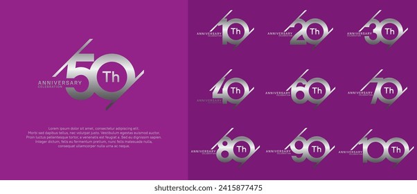 anniversary logotype vector set with silver color can be use for celebration purpose