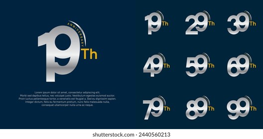 anniversary logotype vector set, silver and gold color can be use for special day celebration