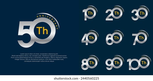 anniversary logotype vector set, silver and gold color can be use for special day celebration