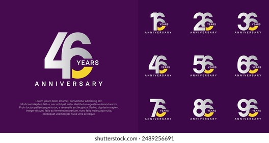 anniversary logotype vector set with silver and yellow color for special celebration day