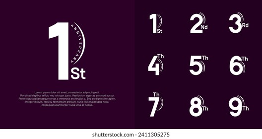 anniversary logotype vector set, white color can be use for special day celebration