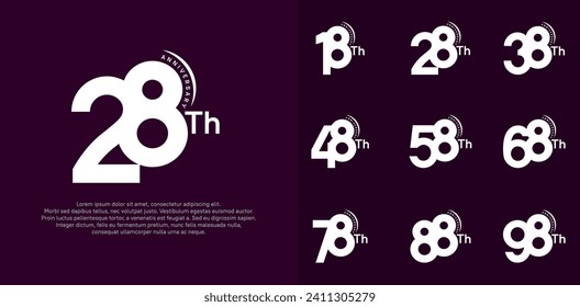 anniversary logotype vector set, white color can be use for special day celebration