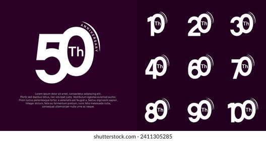 anniversary logotype vector set, white color can be use for special day celebration