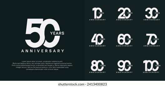 anniversary logotype vector set with white color for special celebration day