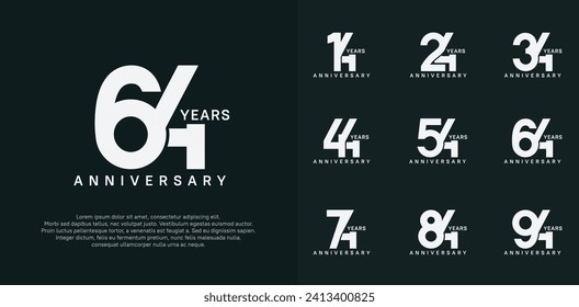 anniversary logotype vector set with white color for special celebration day